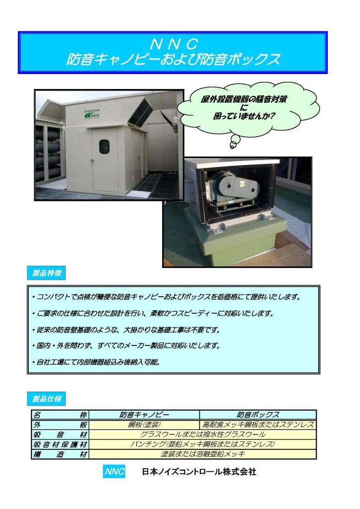 防音キャノピーおよび防音ボックス